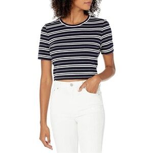 Striped Navy and White Crop Top